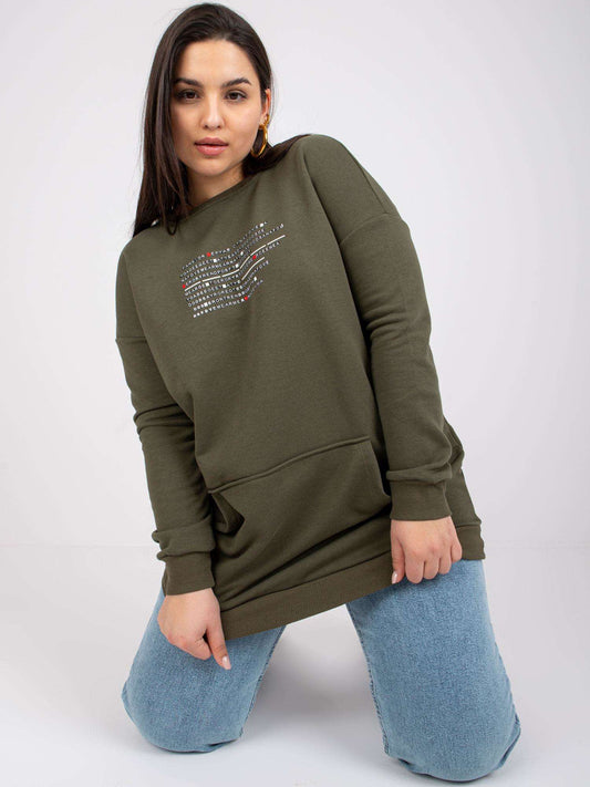 Khaki bluza plus size z napisami