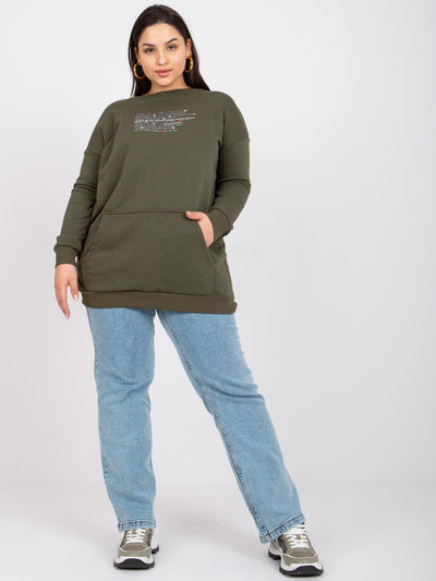 Khaki bluza plus size z napisami