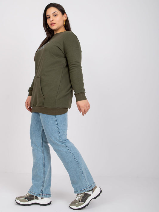 Khaki bluza plus size z napisami