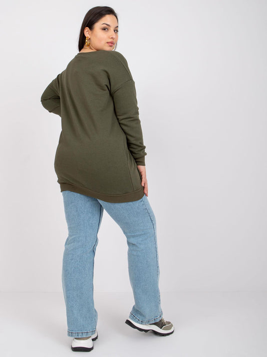 Khaki bluza plus size z napisami