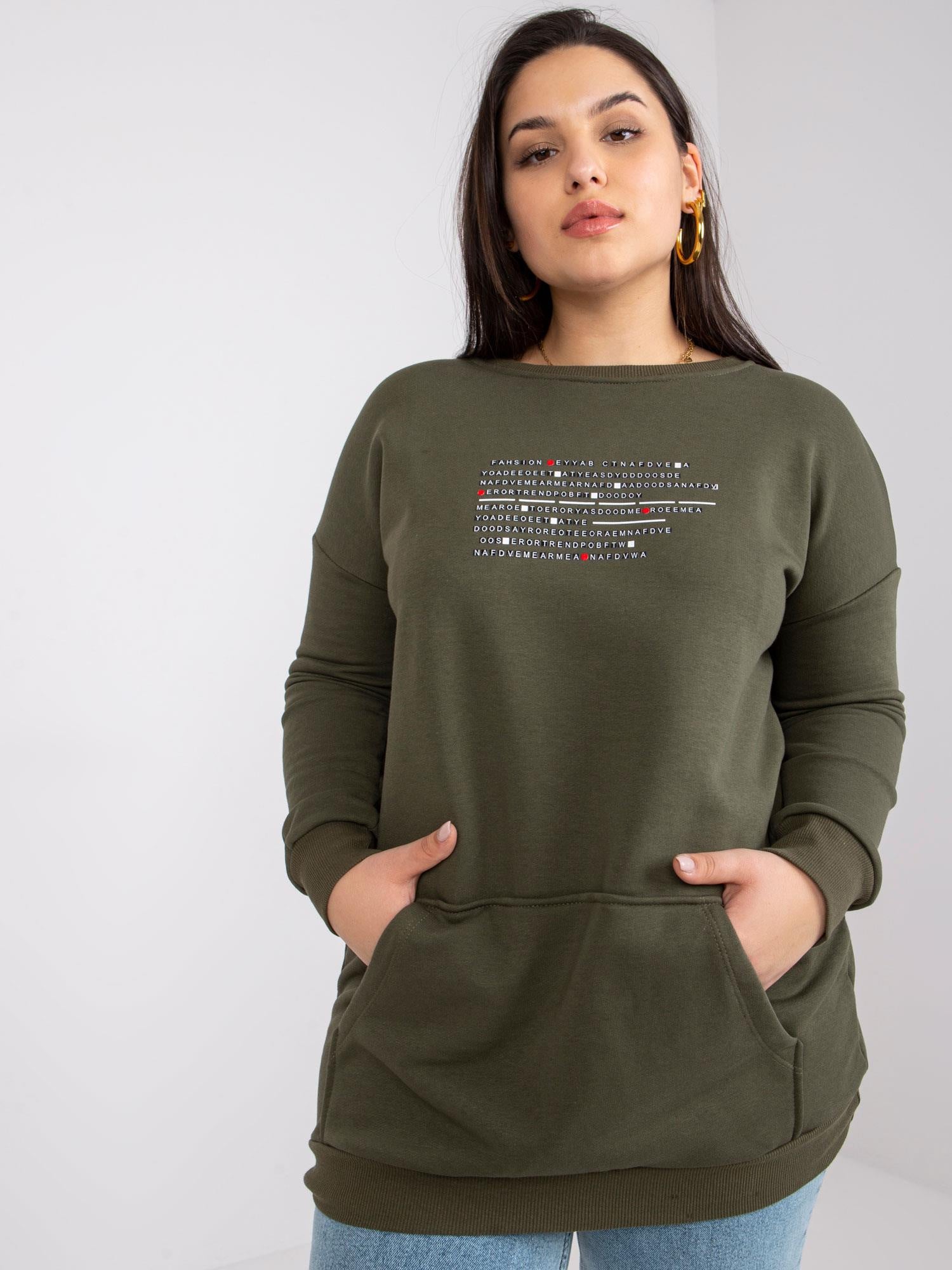 Khaki bluza plus size z napisami