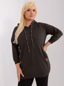 Khaki dresowa bluza plus size z kieszeniami