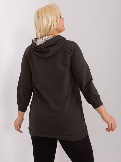 Khaki dresowa bluza plus size z kieszeniami