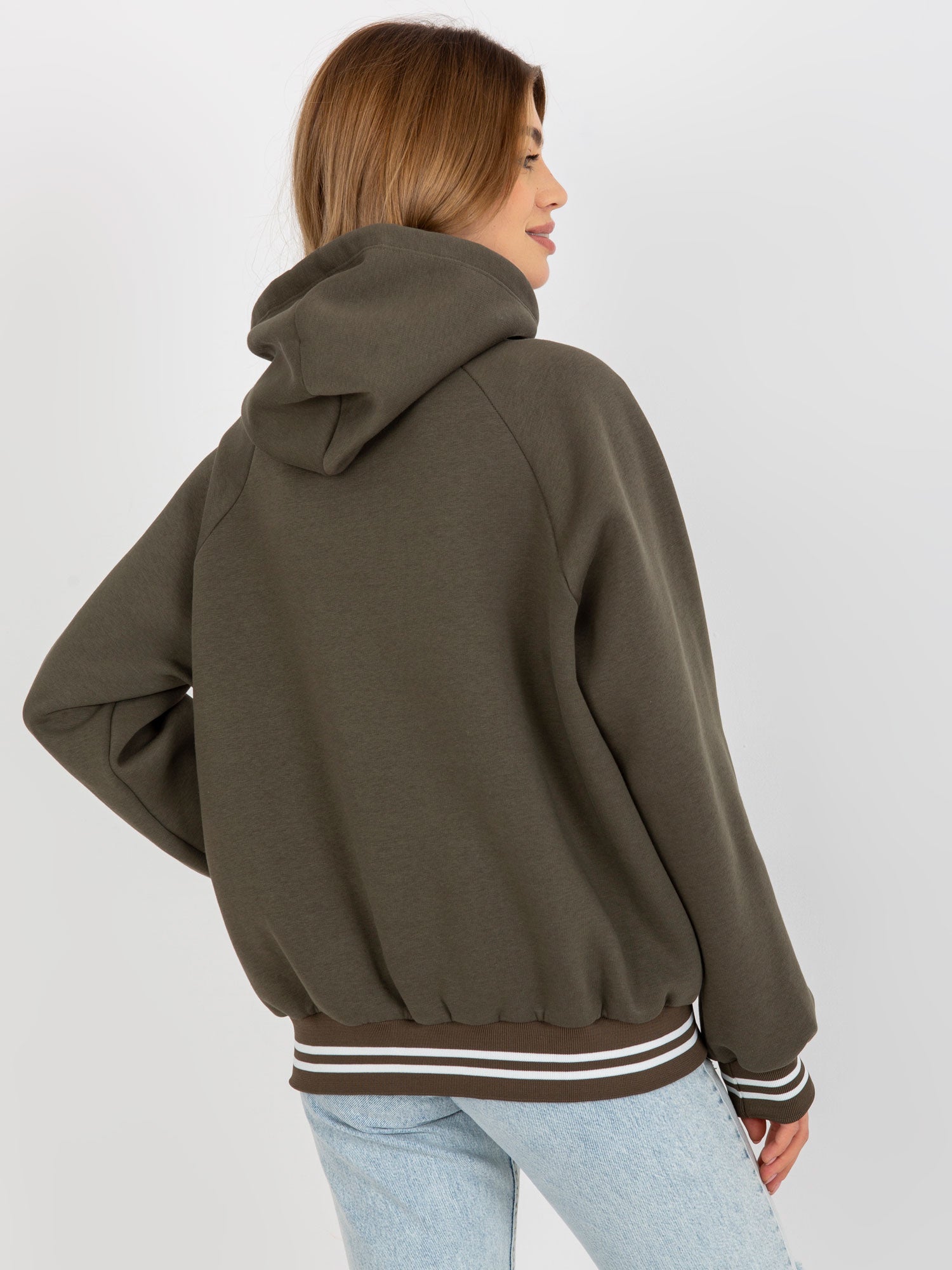 Khaki dresowa bluza z kapturem i literą S