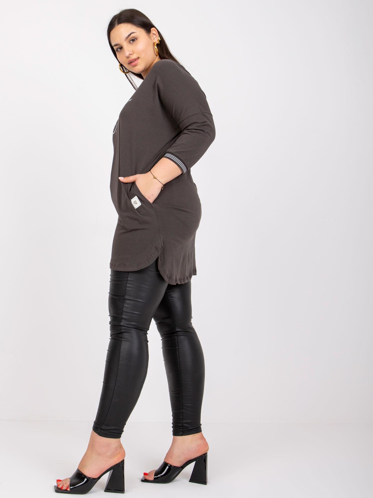 Khaki damska tunika plus size