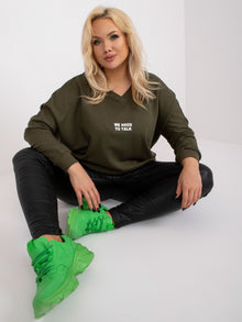 Khaki dresowa tunika plus size z bawełny