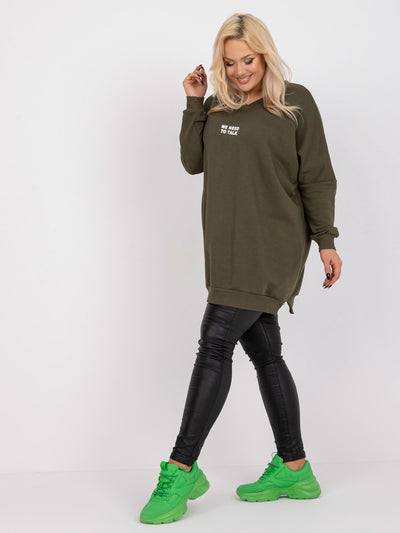 Khaki dresowa tunika plus size z bawełny