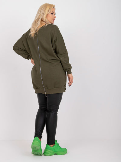 Khaki dresowa tunika plus size z bawełny