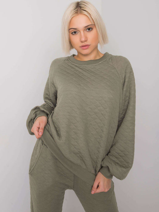 Khaki bawełniany komplet damski
