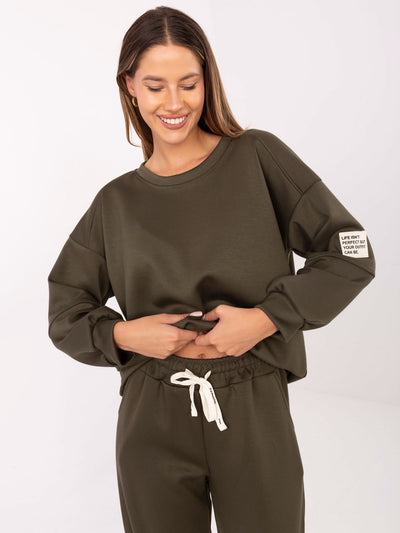 Khaki dwuczęściowy komplet z bluzą oversize