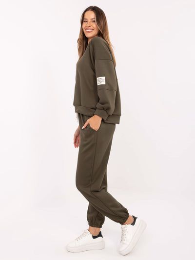 Khaki dwuczęściowy komplet z bluzą oversize