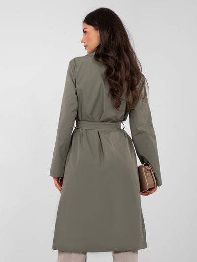 RUE PARIS Khaki damski trencz z kieszeniami
