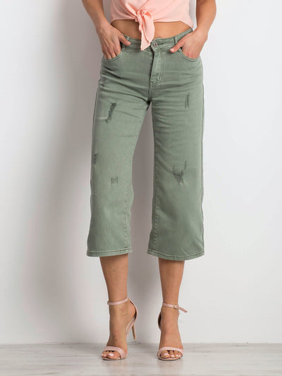 Jeansy z przetarciami khaki