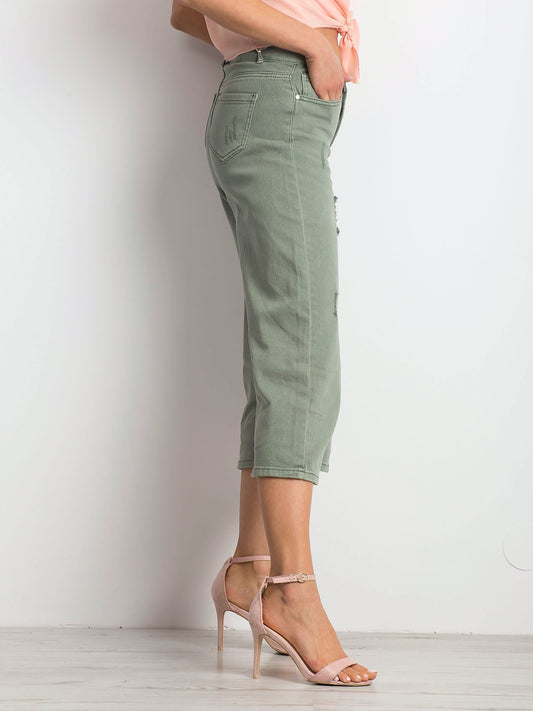 Jeansy z przetarciami khaki