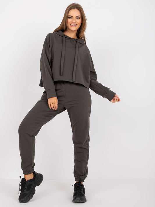 Khaki komplet dresowy basic bawełniany