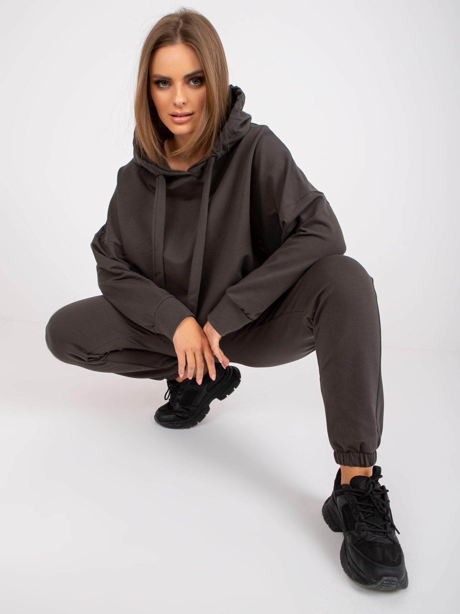 Khaki komplet dresowy basic bawełniany