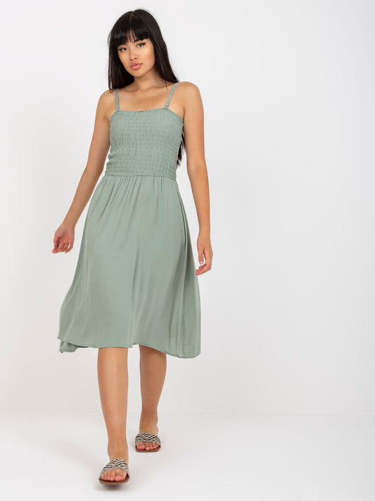 Khaki midi sukienka na ramiączkach FRESH MADE
