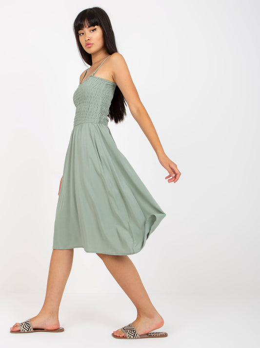 Khaki midi sukienka na ramiączkach FRESH MADE