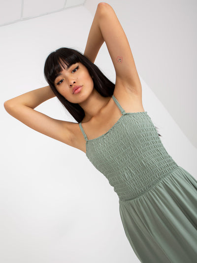 Khaki midi sukienka na ramiączkach FRESH MADE