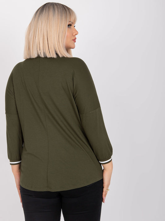 Khaki bluzka plus size z bawełny