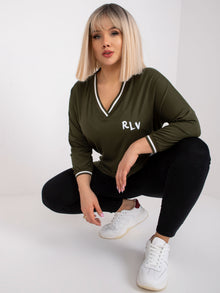 Khaki bluzka plus size z bawełny