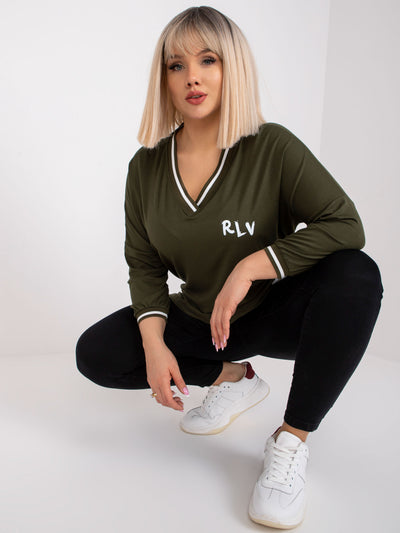 Khaki bluzka plus size z bawełny