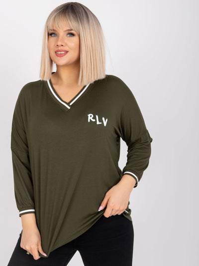 Khaki bluzka plus size z bawełny