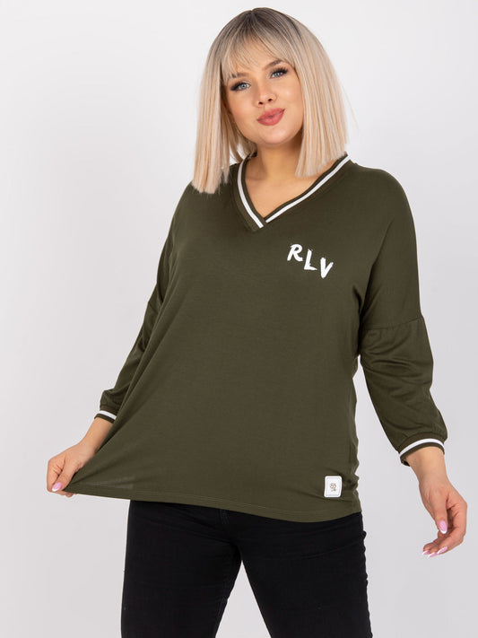 Khaki bluzka plus size z bawełny
