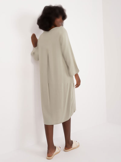 Khaki gładka sukienka koszulowa oversize SUBLEVEL