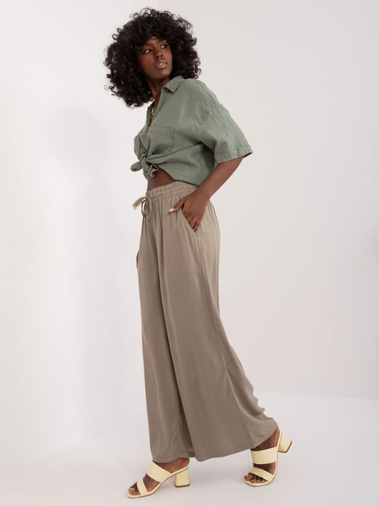 Khaki luźne spodnie wide leg SUBLEVEL