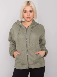 Khaki pikowana damska bluza z kapturem
