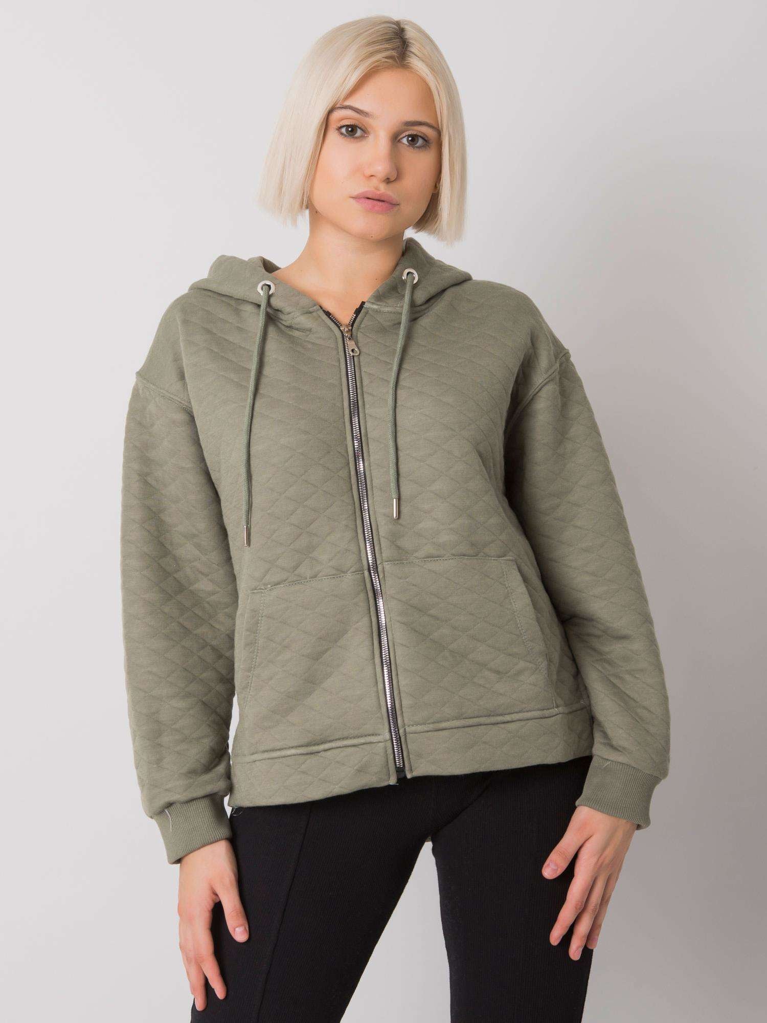 Khaki pikowana damska bluza z kapturem