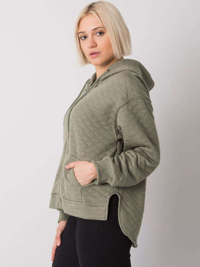 Khaki pikowana damska bluza z kapturem