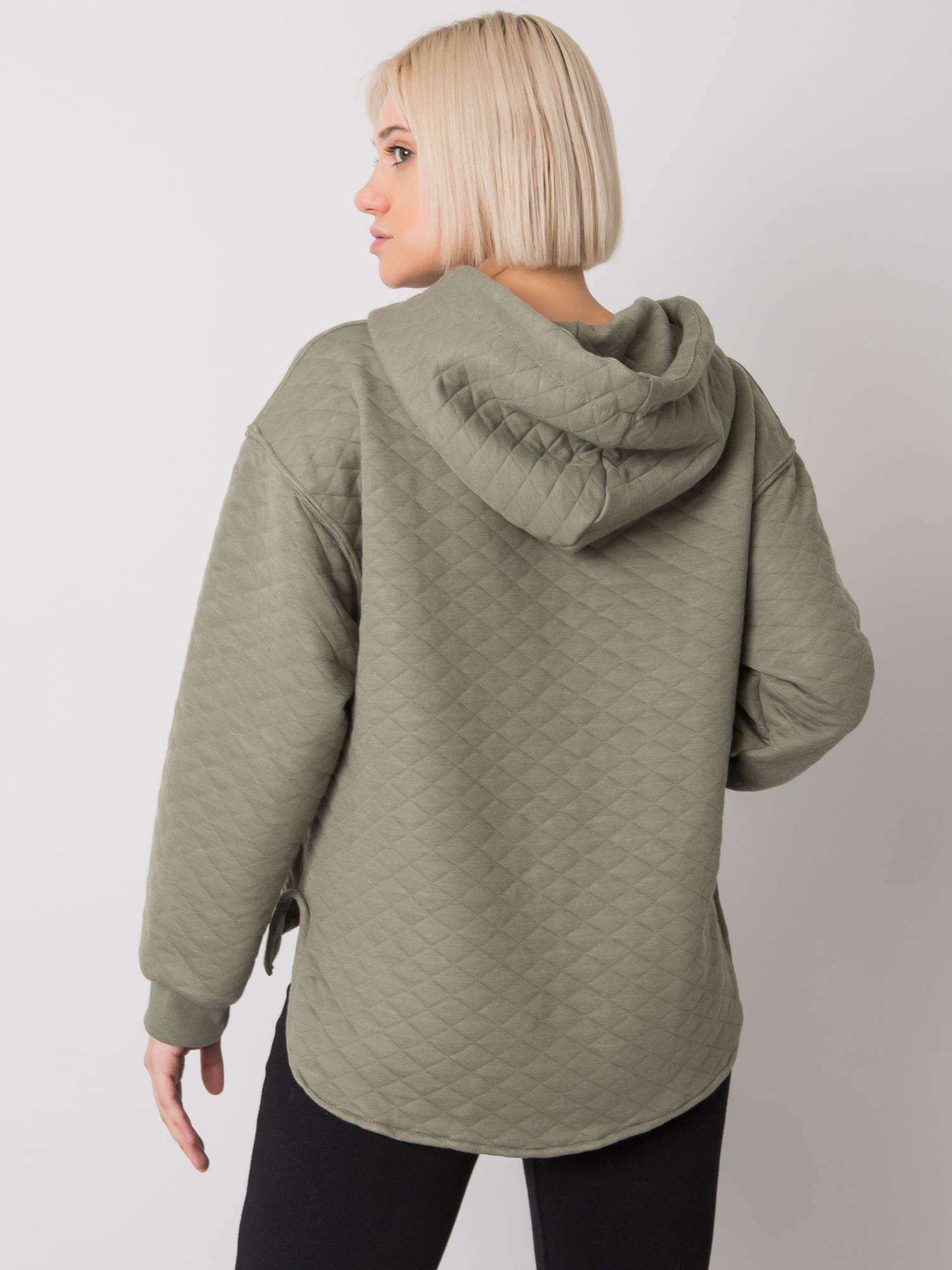 Khaki pikowana damska bluza z kapturem