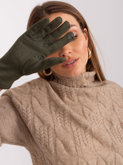 Khaki eleganckie rękawiczki damskie