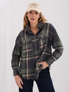 STITCH & SOUL Khaki bawełniana koszula w kratę