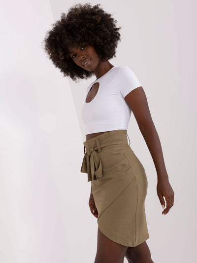 Khaki mini spódnica asymetryczna