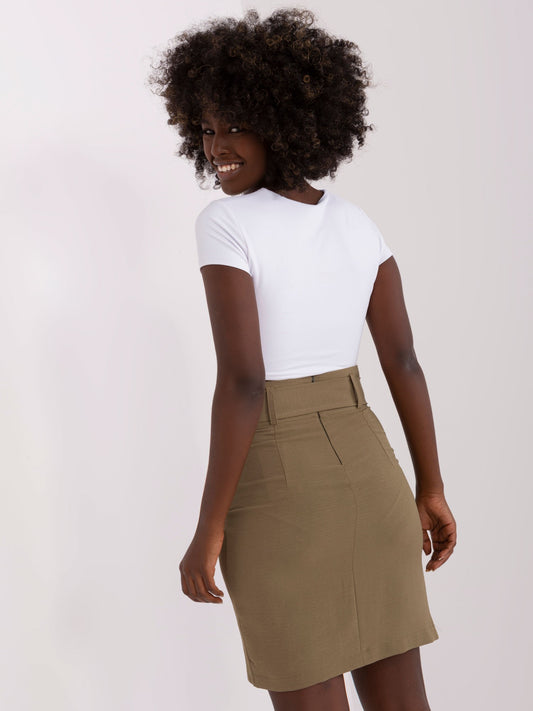 Khaki mini spódnica asymetryczna