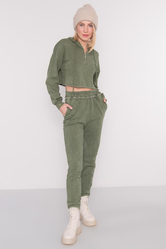 BSL Khaki dresy z wąskimi nogawkami