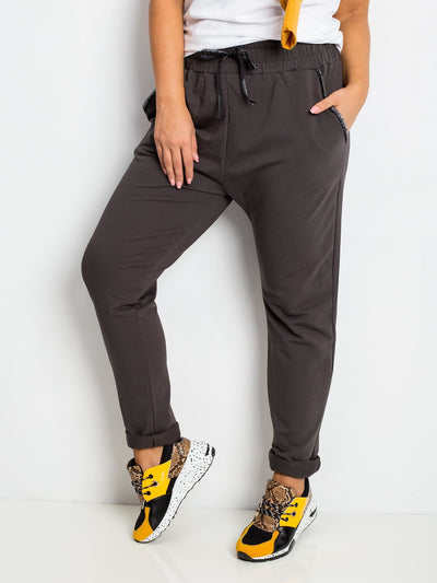 Khaki bawełniane spodnie plus size