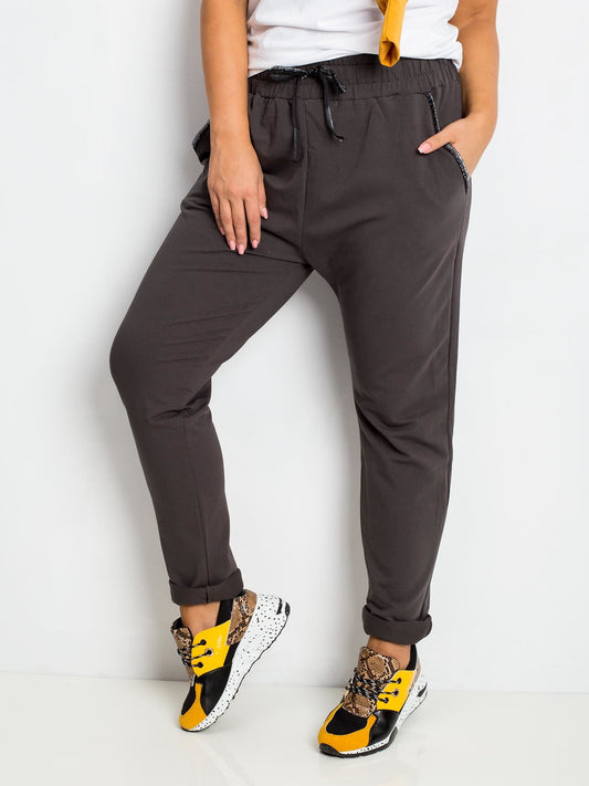 Khaki bawełniane spodnie plus size