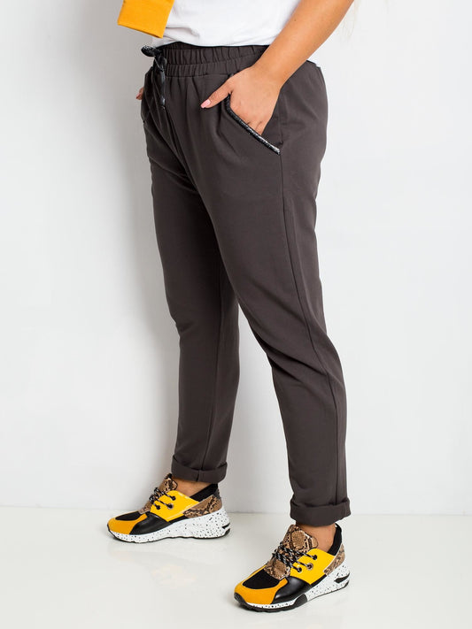 Khaki bawełniane spodnie plus size