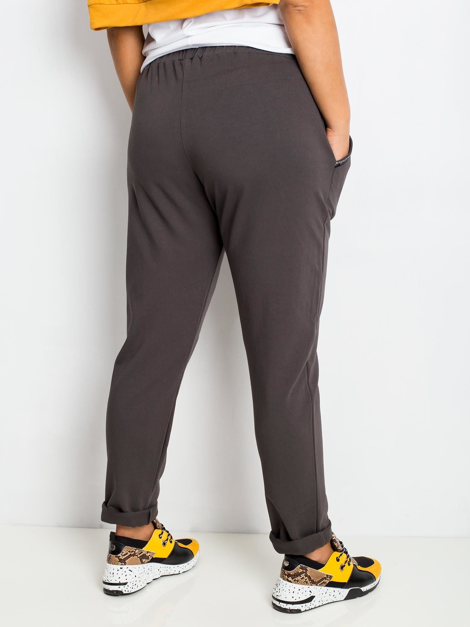 Khaki bawełniane spodnie plus size