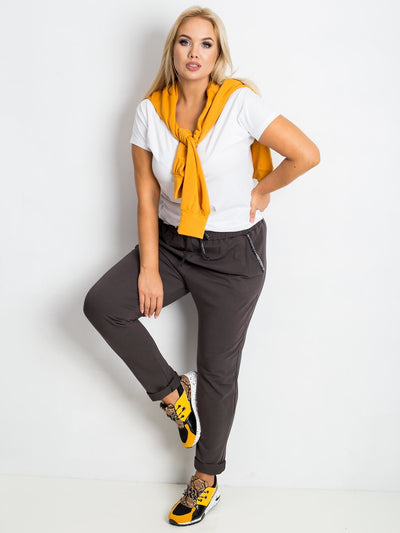 Khaki bawełniane spodnie plus size