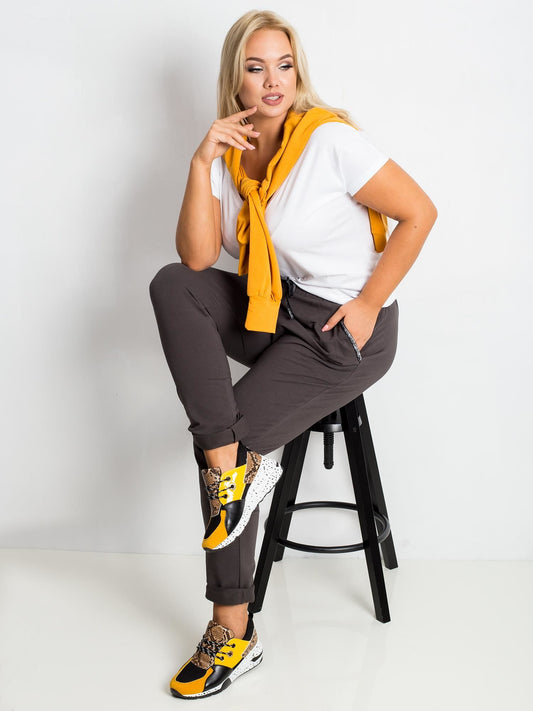 Khaki bawełniane spodnie plus size