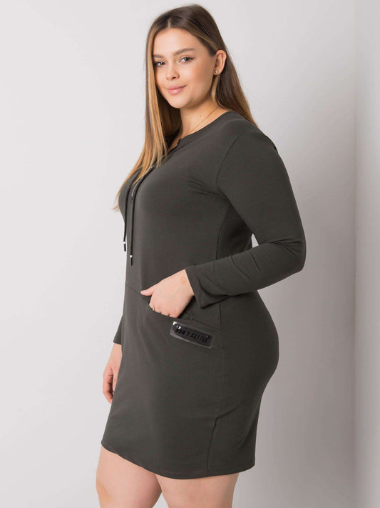 Khaki melanżowa sukienka plus size z zamkiem