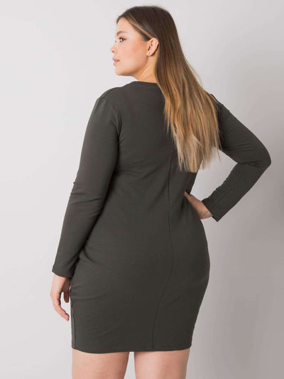 Khaki melanżowa sukienka plus size z zamkiem