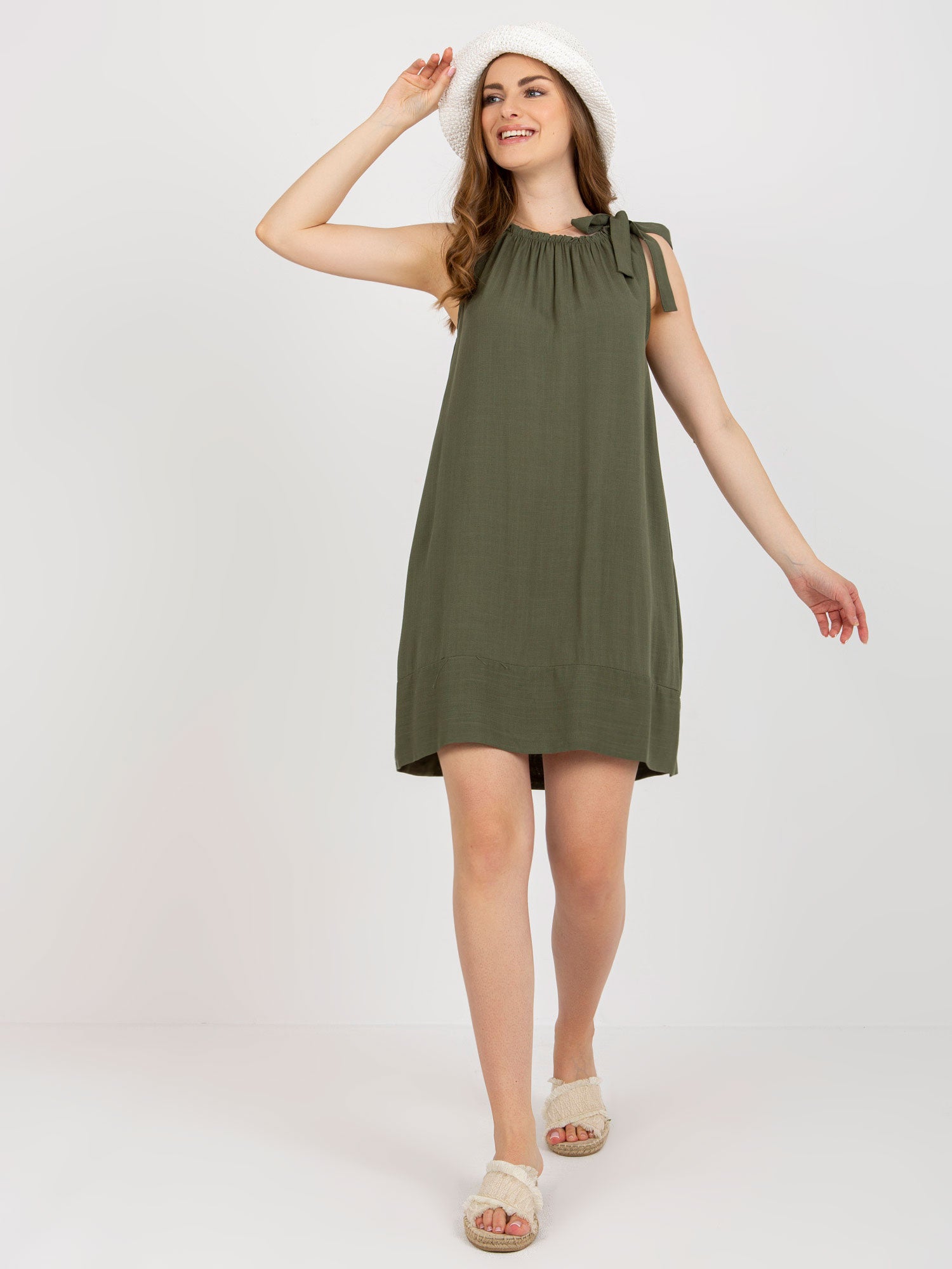 Khaki wiskozowa sukienka na lato OCH BELLA