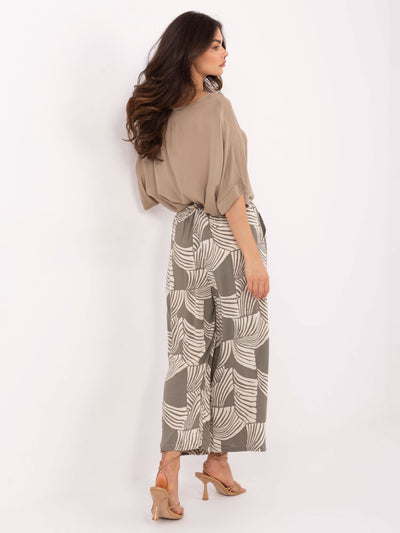 SUBLEVEL Khaki letnie spodnie z nadrukiem