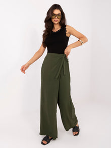 Khaki letnie spodnie z wiskozy
